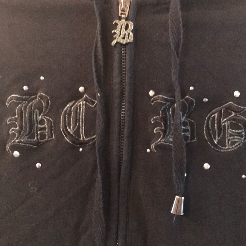 BCBG black zip up hoodie